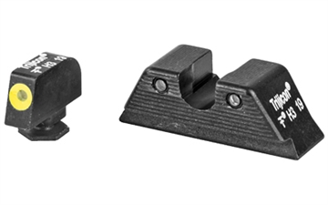Picture of Trijicon HD XR Night Sight Set Green Tritium/Yellow Outline Front, Green Tritium Rear, Black Frame, Fits Most Glock/17 MOS/19 MOS/45 MOS 601091