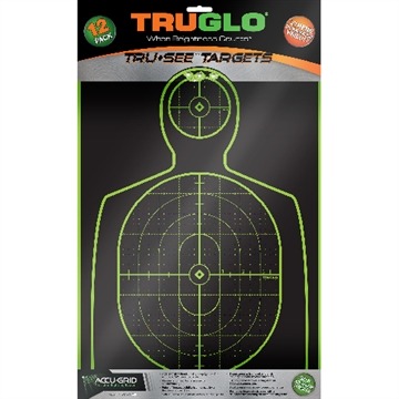 Picture of TruGlo Tru-See Handgun Target Self-Adhesive Heavy Paper Black/Pink 12"x18" Silhouette 12 Pack TG13A12BB