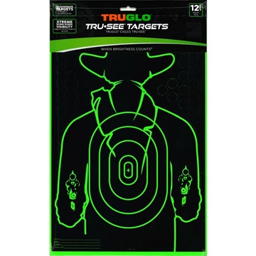Picture of TruGlo Tru-See Gunslinger Target Self-Adhesive Heavy Paper Black/Green 12"x18" Cowboy 12 Pack TG16A12B