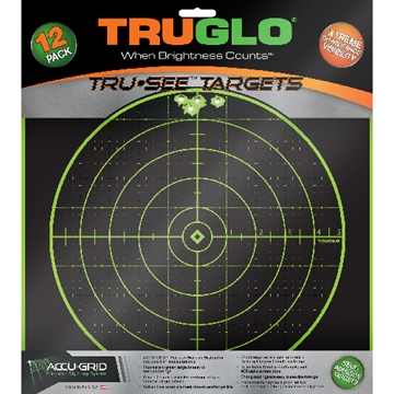 Picture of TruGlo Tru-See Grid Self-Adhesive Heavy Paper Black/Green 12"x12" Bullseye 12 Pack TG10A12