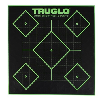 Picture of TruGlo Tru-See 5- Diamond Target Self-Adhesive Heavy Paper Black/Green 12"x12" 12 Pack TG14A12