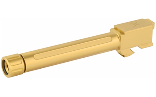 Picture of True Precision Barrel, 9MM, Gold, Thread Protector, Threaded, Fits Glock 17, Titanium Nitride TP-G17B-XTG TPG17BXTG