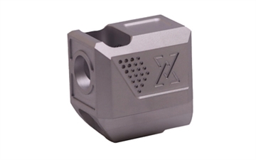 Picture of True Precision True-Lock Compensator, Fits Sig P365/X/XL/Macro with 1/2x28 Threaded Barrel, Silver TP-P365MUC-SS