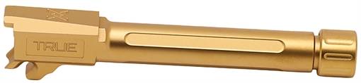Picture of True Precision Barrel, 9MM, Fits P365 Fuse, TiN Finish, Gold, Threaded Barrel, 1/2x28 Thread Pitch TP-P365FB-XTG TPP365FBXTG