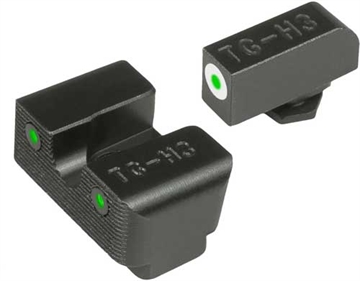 Picture of TruGlo Tritium Pro High, White Outline Tritium Front/ Green Tritium Rear/Black Nitride Fortress Frame, Compatible w/Most Glock Except MOS, Front Post/Rear Dovetail Mount TG231G2W