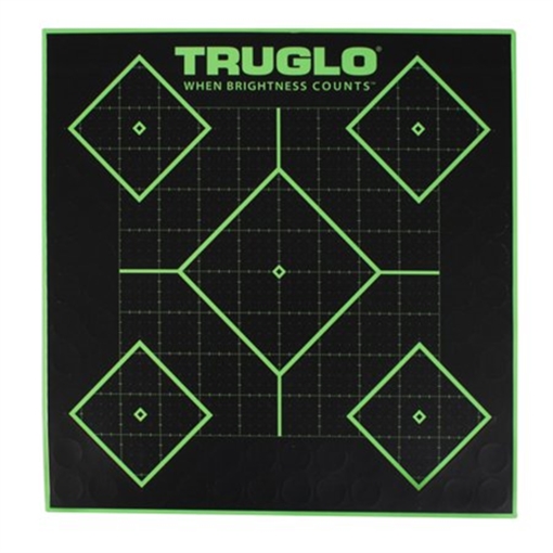 Picture of TruGlo Tru-See 5- Diamond Target Self-Adhesive Heavy Paper Black/Green 12"x12" 6 Pack TG14A6