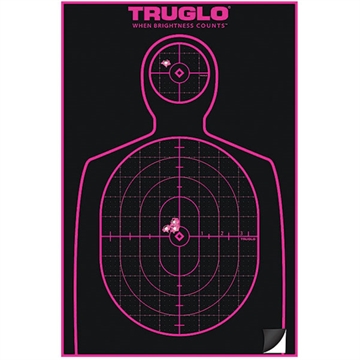 Picture of TruGlo Tru-See Handgun Target Self-Adhesive Heavy Paper Black/Pink 12"x18" Silhouette 6 Pack TG13P6