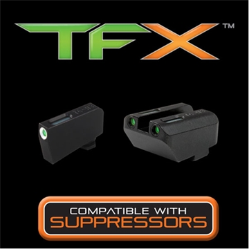 Picture of Truglo TFX Tritium/Fiber-Optic Day/Night Sight Set (Suppressor Height) fits Glock 20 21 25 28 29 30 31 32 37 40 and 41 - White Outline Front TG13GL5A