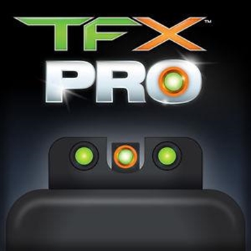 Picture of TruGlo TFX Pro Black Green Tritium & Fiber Optic Orange Outline Front Sight Green Tritium & Fiber Optic Rear Sight TG13WA2PC