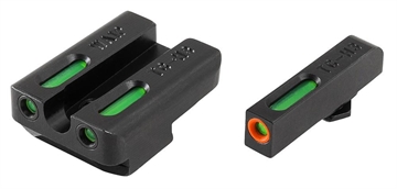 Picture of TruGlo TFX Pro Black Green Tritium & Fiber Optic Orange Outline Front Sight Green Tritium & Fiber Optic Rear Sight TG13WA1PC