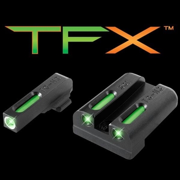 Picture of TruGlo TFX Black Green Tritium & Fiber Optic White Outline Front Sight Green Tritium & Fiber Optic Rear Sight TG13SG1A