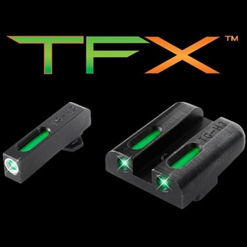 Picture of TruGlo TFX Black Green Tritium & Fiber Optic White Outline Front Sight Green Tritium & Fiber Optic Rear Sight TG13CZ1A