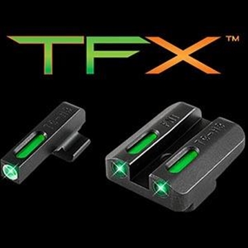 Picture of TruGlo TFX Black Green Tritium & Fiber Optic White Outline Front Sight Green Tritium & Fiber Optic Rear Sight TG13FN3A