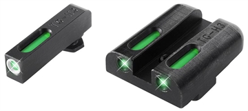 Picture of TruGlo TFX Low Green/White Outline Fiber Optic/Tritium Front/Green Fiber Optic/Tritium Rear/Black Nitride Fortress Frame, Compatible w/Most Glock Except MOS, Front Post/Rear Dovetail Mount TG13GL1A