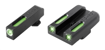 Picture of TruGlo TFX Green Fiber Optic/Tritium Front/ Green/Tritium/Fiber Optic Rear/ Black Nitride Fortress Frame, Compatible w/Most Glock Except MOS, Post Mount TG13GL3A