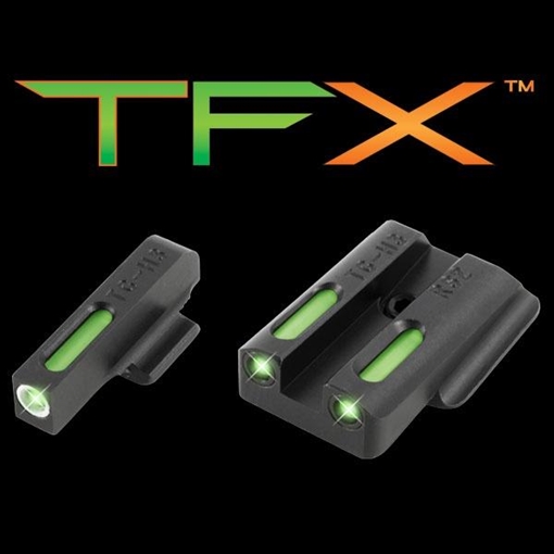 Picture of TruGlo TFX Black | Green Tritium & Fiber Optic White Outline Front Sight Green Tritium & Fiber Optic Rear Sight TG13RS2A