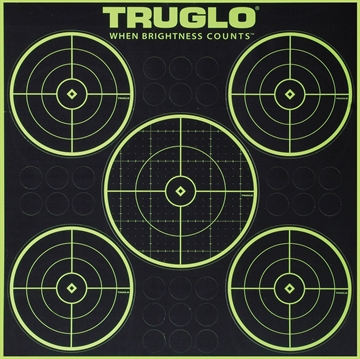 Picture of TruGlo Tru-See 5-Bull Target Self-Adhesive Heavy Paper Black/Green 12"x12" 6 Pack TG11A6