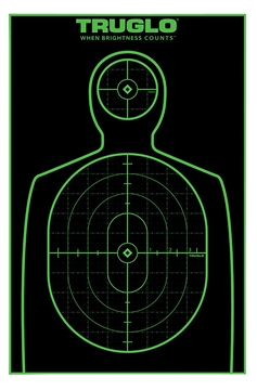 Picture of TruGlo Tru-See Handgun Target Self-Adhesive Heavy Paper Black/Green 12"x18" Silhouette 25 Pack TG13A25