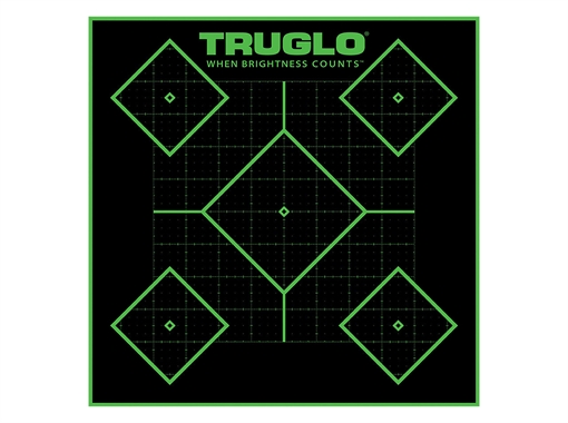 Picture of TruGlo Tru-See 5- Diamond Target Self-Adhesive Heavy Paper Black/Green 12"x12" 25 Pack TG14A25BB