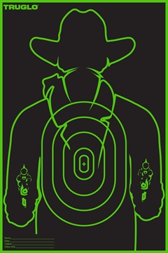 Picture of TruGlo Tru-See Gunslinger Target Self-Adhesive Heavy Paper Black/Green 12"x18" Cowboy 6 Pack TG16A6