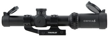 Picture of TRUGLO OMNIA Rifle Scope, 1-6X24mm, 300mm Main Tube, Illuminate A.P.T.R. (All Purpose Tacticle Reticle), APTUS-M1 One Piece Mount, Throw Lever, Black TG-TG8516TLR