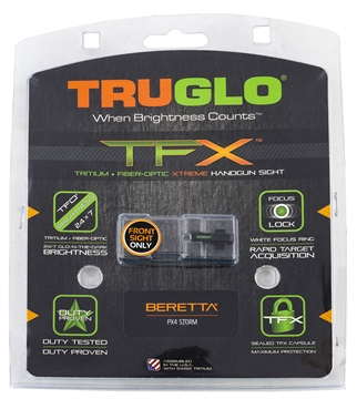 Picture of Truglo TFX Tritium/Fiber-Optic Day/Night Sights Beretta PX4 Storm Excluding Compact (Front Sight Only) - White Outline Front/Rear Green TG13BR1A TGTG13BR1A