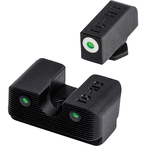 Picture of TRUGLO Tritium Pro Sight, Fits Glock 17,17L,19,22,23,24,26,27,33,34,35,38,39, Large White Focus-Lock Ring on Front Sight & U-Notch Rear Sight, White Dots in Light & Green Dots at Night TG-TG231G1W