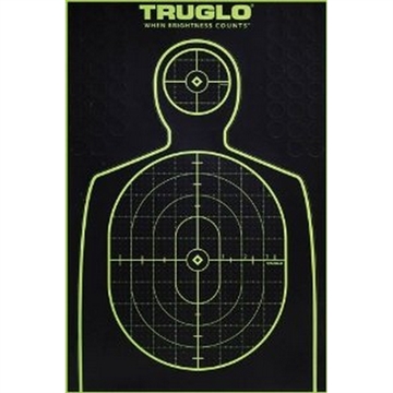 Picture of TruGlo Tru-See Handgun Target Self-Adhesive Heavy Paper Black/Green 12"x18" Silhouette 6 Pack TG13A6