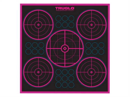 Picture of TruGlo Tru-See 5-Bull Target Self-Adhesive Heavy Paper Black/Pink 12"x12" 6 Pack TG11P6