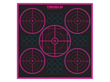 Picture of TruGlo Tru-See 5-Bull Target Self-Adhesive Heavy Paper Black/Pink 12"x12" 6 Pack TG11P6
