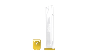 Picture of Taran Tactical Innovation Base Pad, Magazine Extension, Fits 2011 Style Magazines in 9MM/38 Super, +2 Rounds of 9MM, Anodized Finish, Gold STVB-4G09