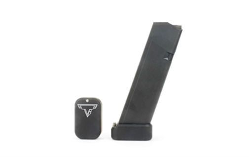 Picture of Taran Tactical Innovation Base Pad, Magazine Extension, Fits GLOCK 17/22 Magazines, +3 Rounds of 40 S&W/+4 Rounds of 9MM, Anodized Finish, Flat Black GBP940-000