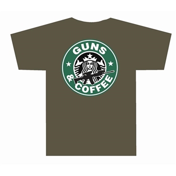 Picture of Tuff Products Guns and Coffee Short Sleeve Shirt OD Green S 3001-OD-SM
