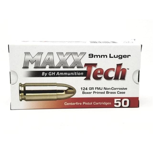 Picture of MAXXTech Handgun Ammunition 9mm Luger 124gr FMJ 1126 fps 500/ct (Case of 10 50/ct Boxes) PTGB9124BC PTGB912BC