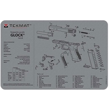 Picture of Tek Mat TEKMAT ULTRA 20 GUN CLEANING MAT FOR GLOCK GEN4 GRAY TEK-R20-GLOCK-G4-GY TEKR20GLOCKG4GY