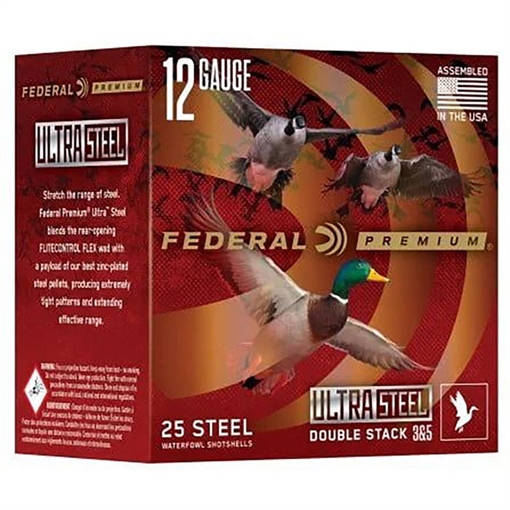Picture of Federal Ultra Steel, FLIGHTCONTROL FLEX WAD, 12 Gauge, 3",BB and #2 Shot, 1 1/4oz, Zinc Plated Steel, 25 Round Box PWUX142 2BB PWUX1422BB