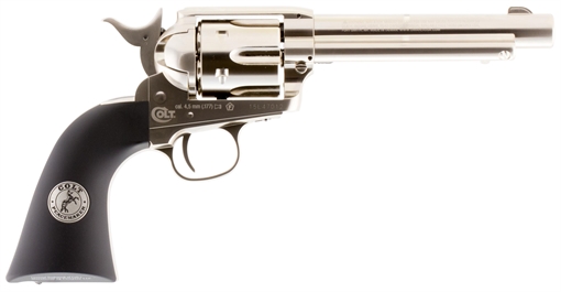 Picture of Umarex Colt Air Guns Colt Peacemaker CO2 Pistol 177 Pellet 6rd Single Action, Nickel Frame, CO2 Housed In Black Polymer Grip 2254051