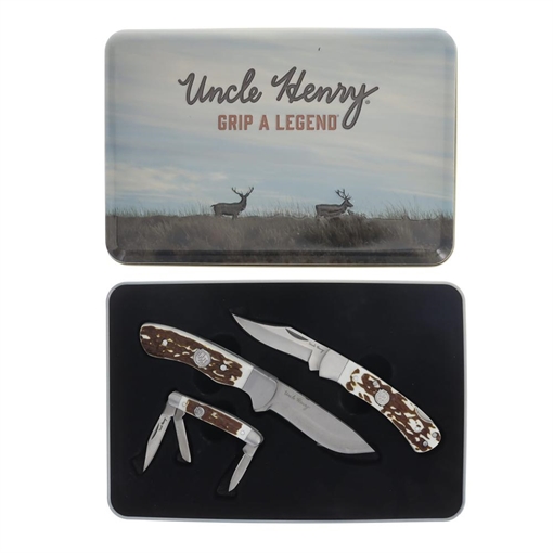Picture of Uncle Henry Knife Combo with Tin 1 Fixed Knife 2 Folding Knives 1227079 198700001370