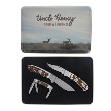 Picture of Uncle Henry Knife Combo with Tin 1 Fixed Knife 2 Folding Knives 1227079 198700001370