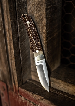 Picture of Uncle Henry old Next Gen Staglon PH2N Pro Hunter 2.80" Fixed Drop Point Stainless Steel Blade 3.95" Staglon Handle Includes Sharpening Stone/Sheath 1100089