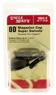 Picture of Uncle Mike's Mag Cap Swivel Set made of Steel with Blued Finish, 1" Loop Size & Quick Detach Style for 12 Gauge Remington 870 & 870 Youth Shotguns Includes Two Super Swivels 18012