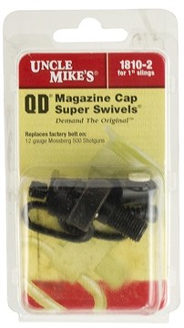 Picture of Uncle Mike's Mag Cap Swivel Set made of Steel with Blued Finish, 1" Loop Size & Quick Detach Style for 12 Gauge Mossberg 500 Includes Two Super Swivels 18102