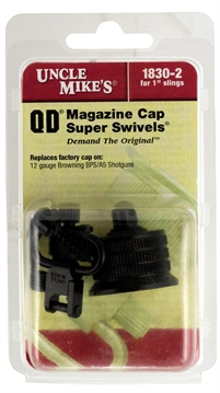 Picture of Uncle Mike's Mag Cap Swivel Set made of Steel with Blued Finish, 1" Loop Size & Quick Detach Style for 12 Gauge Browning BPS, A5 Includes Two Super Swivels 18302