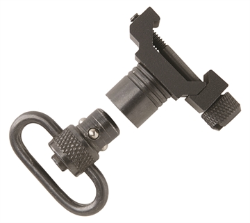Picture of Uncle Mike's Quick Detach Swivel Set made of Steel with Black Finish, 1" Loop Size & Push Button Style for Picatinny & Weaver-Style Rails 21101