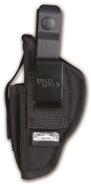 Picture of Uncle Mike's Sidekick Hip Holster IWB/OWB Size 36 Black Kodra Nylon Belt Clip Fits Sm Frame 5/6 Rd Revolver w/Hammer Spur Fits 2.75-4" Barrel Ambidextrous 70360