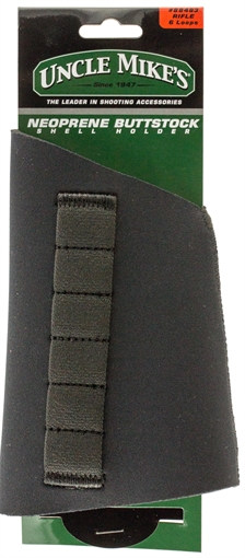 Picture of Uncle Mike's Buttstock Shell Holder Black Neoprene 6rd Rifle 88483
