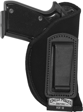 Picture of Uncle Mike's GunMate Holster IWB Size 10 Black Tri-Laminate Belt Clip Fits Large Frame Pistol Fits 4" Barrel Ambidextrous C 21310