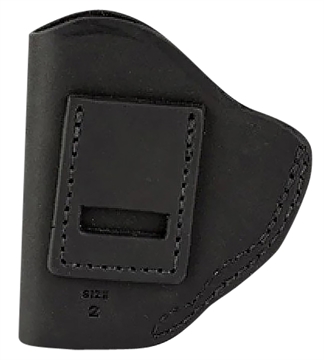 Picture of Uncle Mikes-leather(1791) Inside the Waistband IWB Size 02 Matte Black Leather Belt Clip Fits Small Frame Revolver Right Hand UMIWB2MBLA