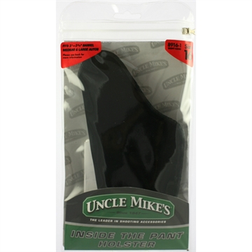 Picture of Uncle Mike's Inside The Pants Holster IWB Size 16 Black Suede Like Belt Clip Fits Med/Large Semi Autos Fits 3.25-3.75" Barrel Right Hand 89161