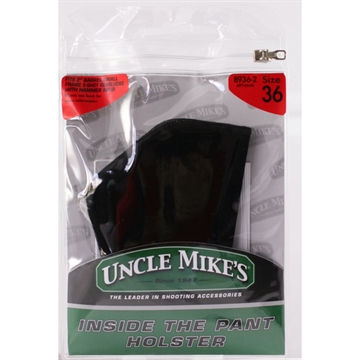 Picture of Uncle Mike's Inside The Pants Holster IWB Size 36 Black Suede Like Belt Clip Fits Sm Frame 5rd Revolver w/Hammer Spur Fits 2" Barrel Left Hand 89362